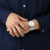 Emporio Armani Kappa Quartz White Dial Silver Steel Strap Watch For Men - AR80014 Authentic Buy Shop Now