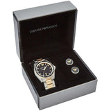 Emporio Armani Quartz Black Dial Two Tone Steel Strap Watch For Men - AR80017 Authentic Buy Shop Now