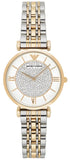 Emporio Armani Gianni T Bar White Dial Two Tone Steel Strap Watch For Women - AR8031 Authentic Buy Shop Now