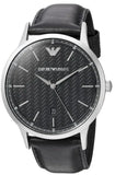 Emporio Armani Renato Analog Black Dial Black Leather Strap Watch For Men - AR8035 Authentic Buy Shop Now