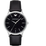 Emporio Armani Renato Analog Black Dial Black Leather Strap Watch For Men - AR8035 Authentic Buy Shop Now