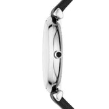 Emporio Armani Gianni T Bar Mother of Pearl Dial Black Leather Strap Watch For Women - AR90002 Authentic Buy Shop Now