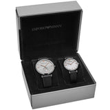 Emporio Armani Gianni T Bar Mother of Pearl Dial Black Leather Strap Watch For Women - AR90002 Authentic Buy Shop Now