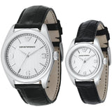 Emporio Armani Analog White Dial Black Leather Strap Watch For Women - AR6026 Authentic Buy Shop Now