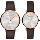 Emporio Armani Analog White Dial Brown Leather Strap Watch For Men - AR9042 Authentic Buy Shop Now