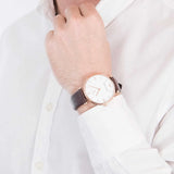 Emporio Armani Analog White Dial Brown Leather Strap Watch For Men - AR9042 Authentic Buy Shop Now