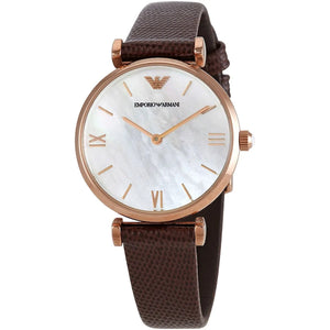Emporio Armani Analog White Dial Brown Leather Strap Watch For Men - AR9042 Authentic Buy Shop Now