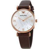 Emporio Armani Analog White Dial Brown Leather Strap Watch For Men - AR9042 Authentic Buy Shop Now