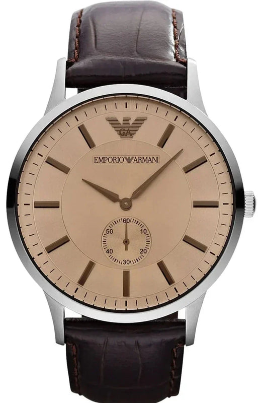 Emporio Armani Kappa Classic Brown Dial Brown Leather Strap Watch For Men - AR9106 Authentic Buy Shop Now