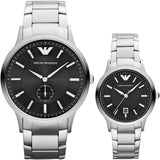 Emporio Armani Classic Quartz Black Dial Silver Steel Strap Watch For Men - AR9107 Authentic Buy Shop Now