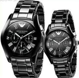Emporio Armani Valente Chronograph Black Dial Black Ceramic Strap Watch For Men - AR1400 Authentic Buy Shop Now
