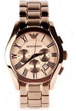 Emporio Armani Valente Chronograph Rose Gold Dial Rose Gold Steel Strap Watch For Men - AR0365 Authentic Buy Shop Now