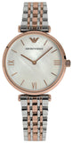 Emporio Armani T Bar Gianni Classic Mother Of Pearl Dial Two Tone Steel Strap Watch For Women - AR1683 Authentic Buy Shop Now