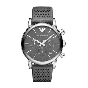 Emporio Armani Luigi Chronograph Quartz Grey Dial Grey Leather Strap Watch For Men - AR1735 Authentic Buy Shop Now