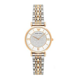 Emporio Armani Gianni T Bar White Dial Two Tone Steel Strap Watch For Women - AR8031 Authentic Buy Shop Now