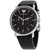Emporio Armani Aviator Chronograph Black Dial Black Leather Strap Watch For Men - AR11143 Authentic Buy Shop Now