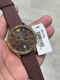 Emporio Armani Alpha Large Chronograph Brown Dial Brown Leather Strap Watch for Men - AR1793 Authentic Buy Shop Now