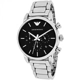 Emporio Armani Chronograph Black Dial Silver Steel Strap Watch For Men - AR1853 Authentic Buy Shop Now