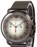 Emporio Armani Aviator Chronograph Grey Dial Brown Mesh Bracelet Watch For Men - AR11169 Authentic Buy Shop Now