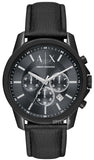 Armani Exchange Banks Chronograph Black Dial Black Leather Strap Watch For Men - AX1724 Authentic Buy Shop Now