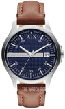 Armani Exchange Hampton Chronograph Blue Dial Brown Leather Strap Watch For Men - AX2133 Authentic Buy Shop Now