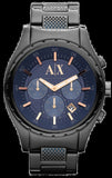 Armani Exchange Chronograph Blue Dial Grey Steel Strap Watch For Men - AX1166 Authentic Buy Shop Now