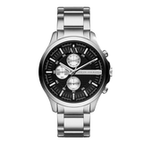 Armani Exchange Hampton Chronograph Black Dial Silver Steel Strap Watch For Men - AX2152 Authentic Buy Shop Now