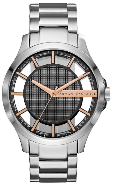 Armani Exchange Hampton Chronograph Skeleton Black Dial Silver Steel Strap Watch For Men - AX2199 Authentic Buy Shop Now