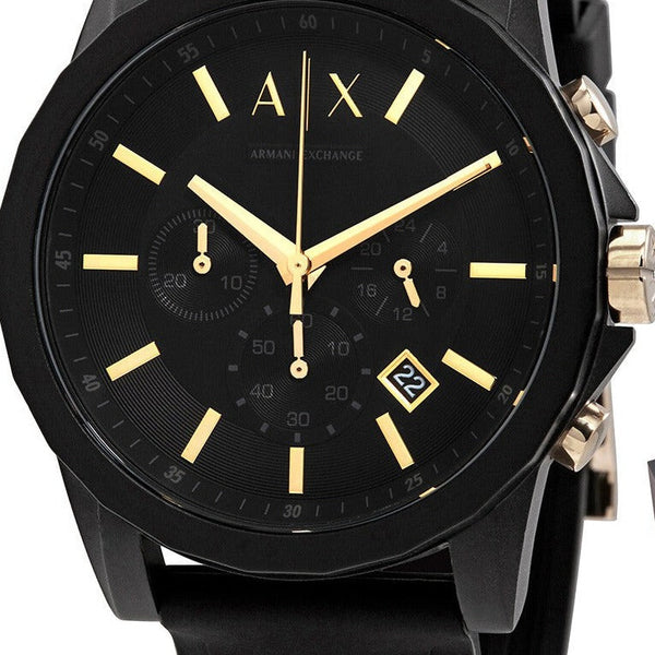 Armani Exchange Outerbanks Chronograph Black Dial Black Steel Strap Watch For Men - AX7105 Authentic Buy Shop Now