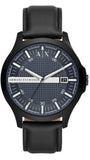Armani Exchange Hampton Quartz Blue Dial Black Leather Strap Watch for Men - AX2411 Authentic Buy Shop Now