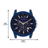 Armani Exchange Outerbanks Chronograph Blue Dial Blue Silicone Strap Watch For Men - AX1327 Authentic Buy Shop Now