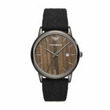 Emporio Armani Luigi Analog Brown Dial Black Leather Strap Watch For Men - AR11156 Authentic Buy Shop Now