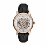 Emporio Armani Luigi Skeleton Silver Dial Black Leather Strap Watch For Men - AR60007 Authentic Buy Shop Now