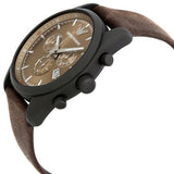 Emporio Armani Sportivo Chronograph Beige Dial Brown Leather Strap Watch For Men - AR6078 Authentic Buy Shop Now