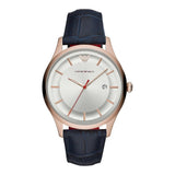 Emporio Armani Classic Silver Dial Blue Leather Strap Watch For Men - AR11131 Authentic Buy Shop Now