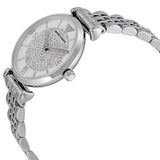 Emporio Armani Gianni T Bar White Crystal Pave Dial Silver Stainless Steel Strap Watch For Women - AR1925 Authentic Buy Shop Now