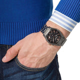 Emporio Armani Valente Ceramica Chronograph Black Dial Black Steel Strap Watch For Men - AR1410 Authentic Buy Shop Now