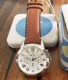 Fossil Grant Chronograph White Dial Brown Leather Strap Watch for Men - FS5060 Authentic Buy Shop Now