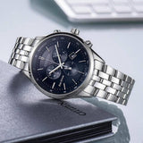 Citizen Eco Drive Chronograph Blue Dial Silver Steel Strap Watch For Men - AT2140-55L Authentic Buy Shop Now