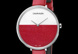 Calvin Klein Rise Yellow Red Dial Red Leather Strap Watch for Women - K7A231UP Authentic Buy Shop Now