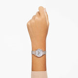Swarovski Attract Clover Crystals Silver Dial Grey Leather Strap Watch for Women - 5653350 Authentic Buy Shop Now