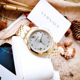 Versace Audrey Quartz Grey Dial Gold Steel Strap Watch for Women - VELR00719 Authentic Buy Shop Now