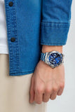 Michael Kors Everest Chronograph Blue Dial Silver Steel Strap Watch For Women - MK7237 Authentic Buy Shop Now