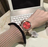 Michael Kors Darci Red DIal Rose Gold Stainless Steel Strap Watch for Women - MK3378 Authentic Buy Shop Now