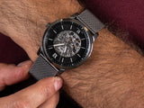Fossil Neutra Automatic Skeleton Black Dial Grey Mesh Strap Watch for Men - ME3185 Authentic Buy Shop Now