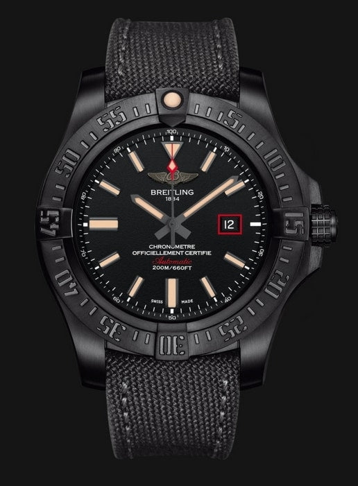 Breitling Avenger Blackbird 44mm Black Dial Black Nylon Strap Watch for Men - V1731110/BD74/109W/M20BASA.1 Authentic Buy Shop Now