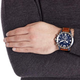 Fossil Nate Chronograph Navy Blue Dial Brown Leather Strap Watch for Men - JR1504 Authentic Buy Shop Now