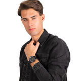 Armani Exchange Outerbanks Chronograph Black Dial Black Silicone Strap Watch For Men - AX1343 Authentic Buy Shop Now