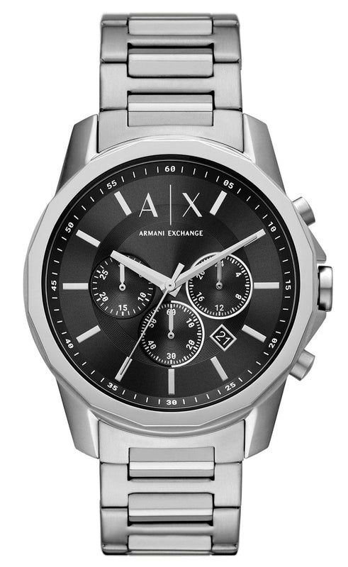 Armani Exchange Banks Chronograph Black Dial Silver Steel Strap Watch For Men - AX1720 Authentic Buy Shop Now