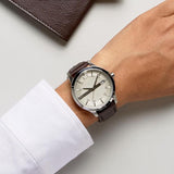 Armani Exchange Whitman Silver Dial Brown Leather Strap Watch For Men - AX2100 Authentic Buy Shop Now